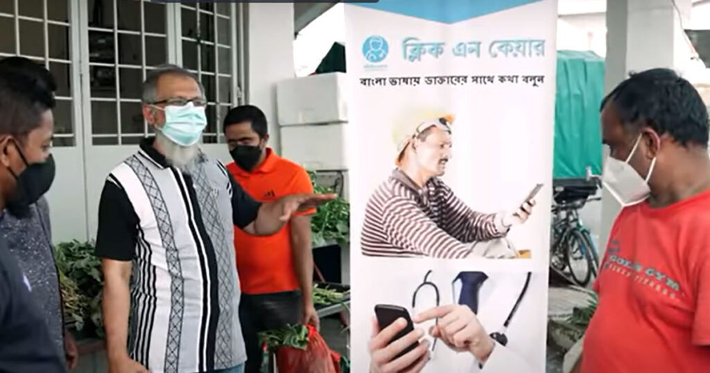 Explaining the product to migrant workers